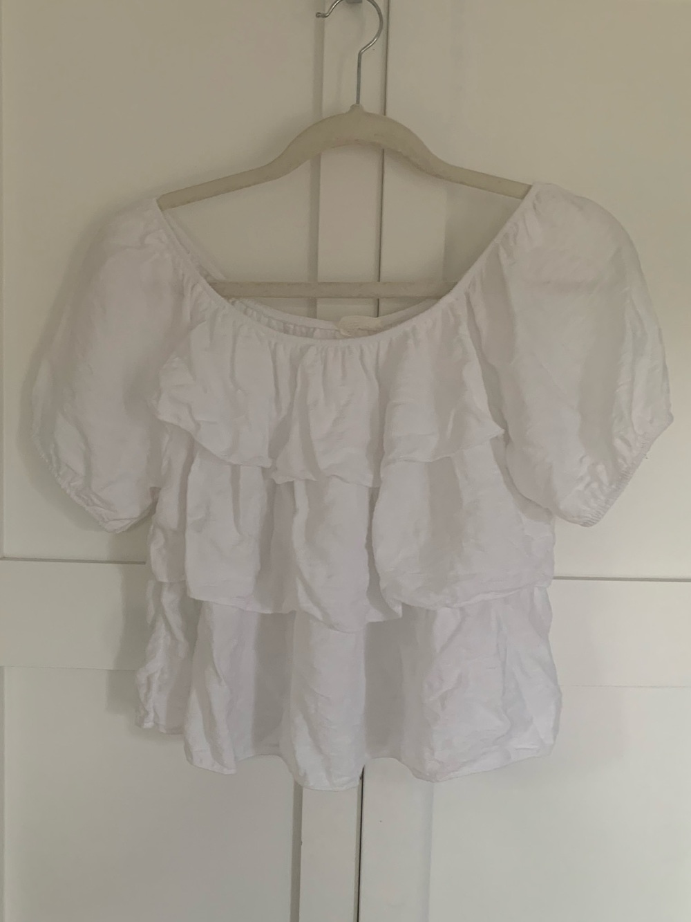 Versatile Off the Shoulder layers white cotton top
